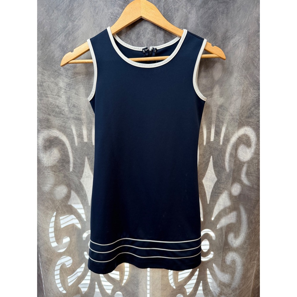 Amy Byer California Navy Blue White Trim Cottagecore Dress Sleeveless Vintage